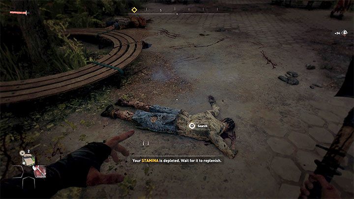 Pasek wytrzymałości pojawia się na ekranie tylko gdy wykonywana jest jakaś akcja wymagająca wysiłku fizycznego - głównie chodzi tu o wyprowadzanie ataków wręcz oraz wspinaczkę - Dying Light 2: Porady na start - Dying Light 2 - poradnik do gry