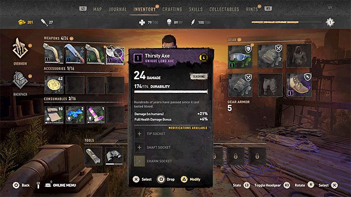 Wszystkie pozyskiwane w trakcie gry bronie opisane są statystykami - Dying Light 2: Rozwój postaci - Dying Light 2 - poradnik do gry