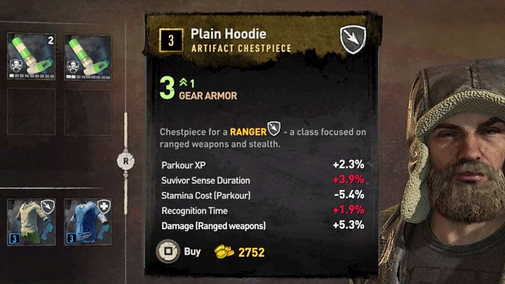 Druga technika to zakładanie elementów ubioru z premiami do ataków broniami dystansowymi - chodzi tu o rzeczy z grupy Ranger - Dying Light 2: Pierwszy łuk - jak zdobyć? - Dying Light 2 - poradnik do gry