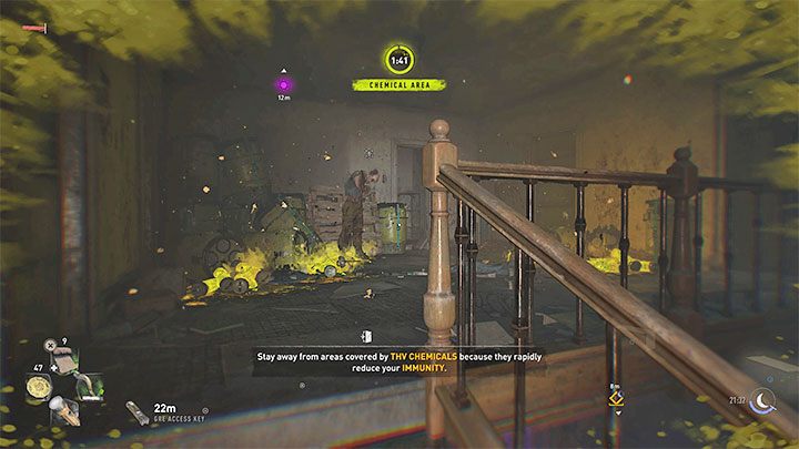 W niektórych trudniejszych lokacjach chemikalia mogą błyskawicznie wyczerpywać część odporności i w rezultacie zmuszać Was do szybszego działania - Dying Light 2: Odporność - jak działa? - Dying Light 2 - poradnik do gry