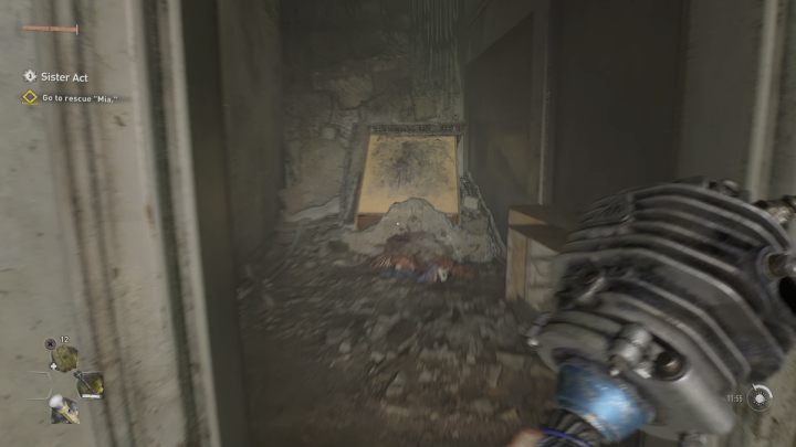 Stańcie na żółtej desce, w jednym z pomieszczeń, odwróćcie się do tyłu i spójrzcie do góry - Dying Light 2: Z siostrą za pan brat (Sister Act) - solucja, opis przejścia - Dying Light 2 - poradnik do gry