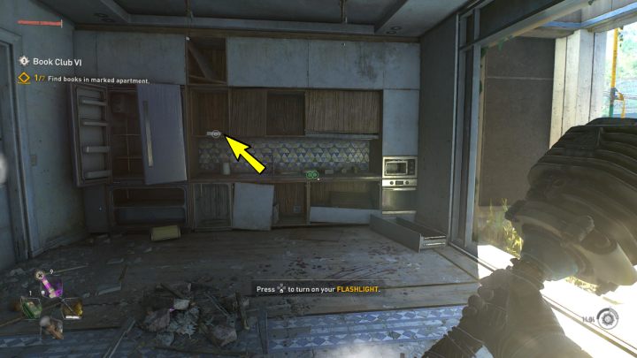 2 książka znajduje się w otwartej szafce w kuchni - Dying Light 2: Klub książki 6 (Book Club 6) - solucja, opis przejścia - Dying Light 2 - poradnik do gry