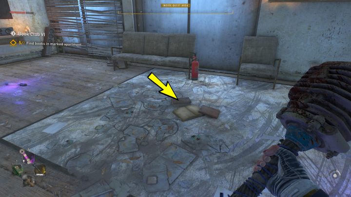 5 książka leży na dywanie w pobliżu gaśnicy - Dying Light 2: Klub książki 6 (Book Club 6) - solucja, opis przejścia - Dying Light 2 - poradnik do gry