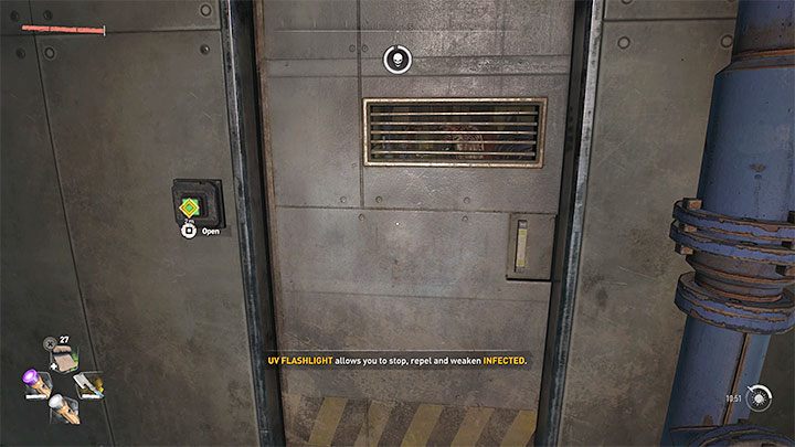 Zejdźcie po schodach i po dotarciu do drzwi z widoczną grupą zombie wysłuchajcie rozmowy z Veroniką - Dying Light 2: Veronika - solucja, opis przejścia - Dying Light 2 - poradnik do gry