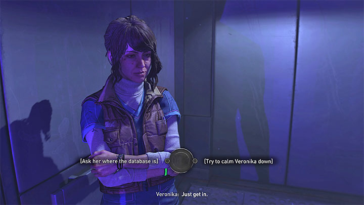 Podczas podróży windą razem z Veroniką pojawią się małe wybory - możecie skupiać się na uspokajaniu Veroniki, bądź też na wydobywaniu z niej nowych informacji (lub po prostu milczeć) - Dying Light 2: Veronika - solucja, opis przejścia - Dying Light 2 - poradnik do gry