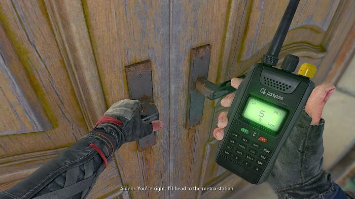 Zamiast wejść do hotelu, musicie udać się prosto na stację metra, do bazy Stróżów Prawa i zdać raport Aitorowi - Dying Light 2: Nalot - solucja, opis przejścia - Dying Light 2 - poradnik do gry
