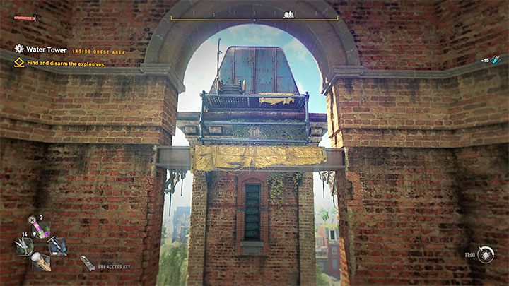 Docieranie do kolejnych ładunków wybuchowych wiąże się ze wspinaczką - szukajcie żółtych krawędzi oraz drążków, dzięki którym możecie docierać na wyższe półki i balkoniki - Dying Light 2: Wieża ciśnień - solucja, opis przejścia - Dying Light 2 - poradnik do gry