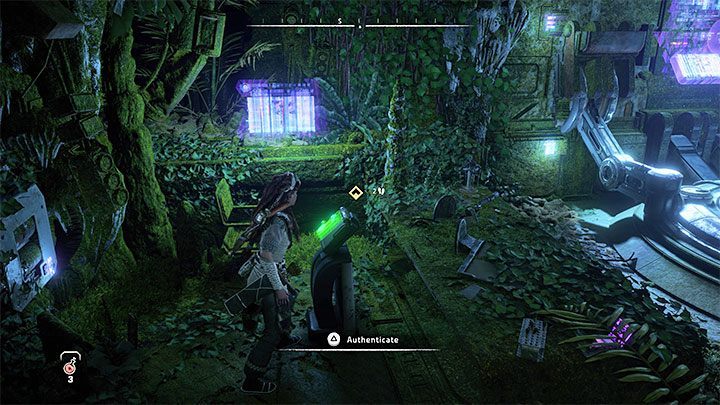 W pomieszczeniu znajdują się dwie konsole i musicie je wykorzystując współpracując z Alvą - Horizon Forbidden West: Nasiona przeszłości (Seeds of the Past) - solucja, opis przejścia - Horizon Forbidden West - poradnik do gry