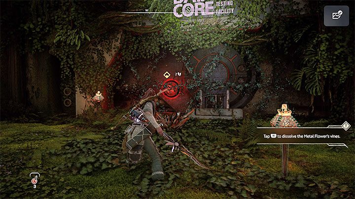 Wciśnijcie teraz R1 żeby wsunąć włócznię z odblokowanym przed chwilę modułem przecinaka pnączy - Horizon Forbidden West: Nasiona przeszłości (Seeds of the Past) - solucja, opis przejścia - Horizon Forbidden West - poradnik do gry