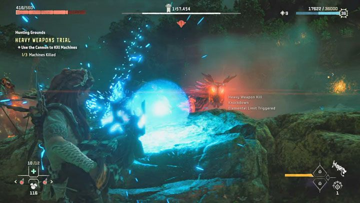 Skupiajcie się na atakowaniu działkami mniejszych maszyn - Horizon Forbidden West: Tereny łowieckie: Ślad Deszczu - opis przejścia prób - Horizon Forbidden West - poradnik do gry