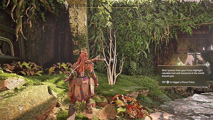 Podczas przeprawy natraficie na szczątki zniszczonej maszyny, które należy dokładniej obejrzeć - Horizon Forbidden West: Sięgnąć gwiazd (Reach for the Stars) - solucja, opis przejścia - Horizon Forbidden West - poradnik do gry