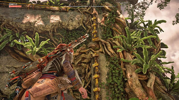 Po walkach znajdźcie nowe żółte krawędzie na ścianie - Horizon Forbidden West: Sięgnąć gwiazd (Reach for the Stars) - solucja, opis przejścia - Horizon Forbidden West - poradnik do gry