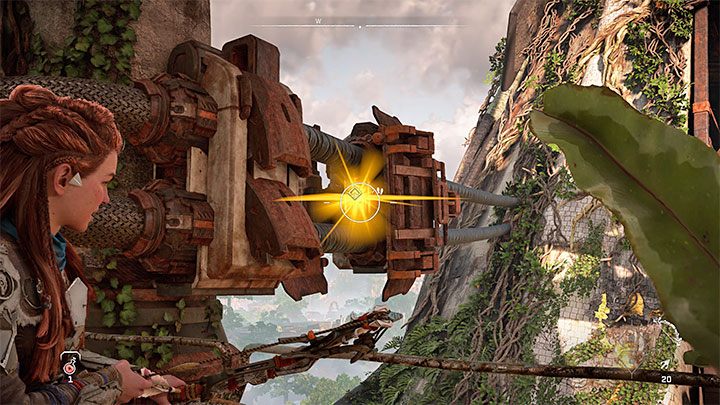 Waszym zadaniem będzie trafienie w 2 różne przyłącza kablowe promu (Shuttle Cable Connectors) - Horizon Forbidden West: Sięgnąć gwiazd (Reach for the Stars) - solucja, opis przejścia - Horizon Forbidden West - poradnik do gry