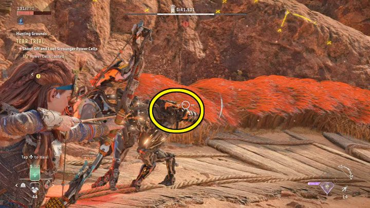 Plan działania jest dość prosty - zakradajcie się do węszycieli żeby w łatwy sposób móc celować w ogniwa - Horizon Forbidden West: Tereny łowieckie: Beznadzieja - opis przejścia prób - Horizon Forbidden West - poradnik do gry