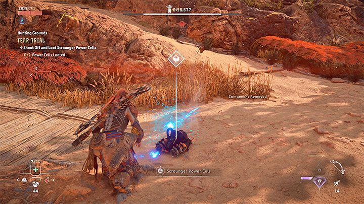 Po tym jak ogniwo odczepi się od węszyciela nie musicie zabijać maszyny - Horizon Forbidden West: Tereny łowieckie: Beznadzieja - opis przejścia prób - Horizon Forbidden West - poradnik do gry