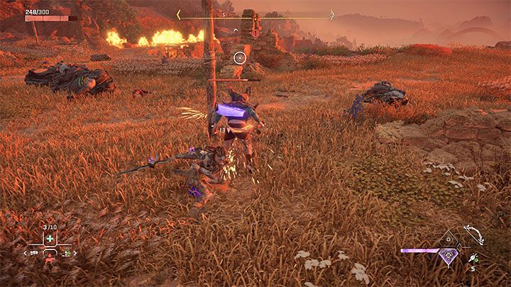 Boss po serii Waszych ataków z użyciem kwasu lub porażeń straci tymczasowo tarczę - Horizon Forbidden West: Ambasada (The Embassy) - solucja, opis przejścia - Horizon Forbidden West - poradnik do gry