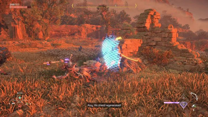 Musicie liczyć się z tym, że tarcza Gruddy zregeneruje się po pewnym czasie - Horizon Forbidden West: Ambasada (The Embassy) - solucja, opis przejścia - Horizon Forbidden West - poradnik do gry