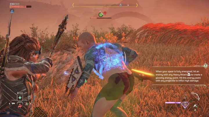 Jeśli odblokowaliście już umiejętność Wybuch rezonatora (Resonator Blast), to możecie ułatwić sobie sprawę i zadać bossowi bardzo duże obrażenia - Horizon Forbidden West: Ambasada (The Embassy) - solucja, opis przejścia - Horizon Forbidden West - poradnik do gry