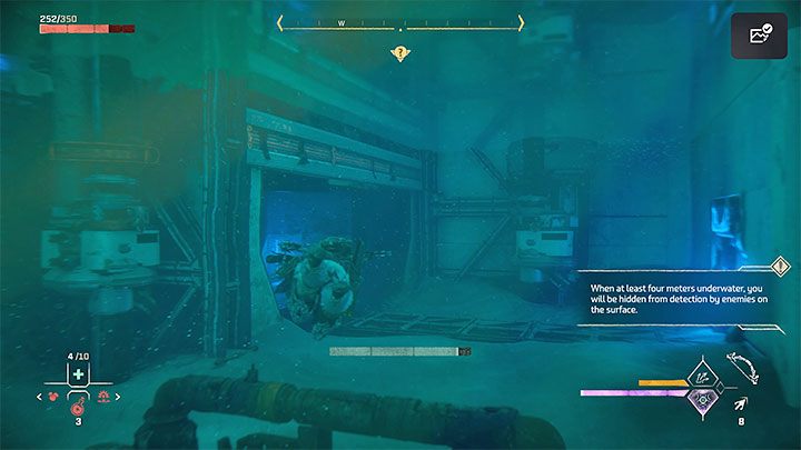 Znajdziecie się w wodzie i musicie pomagać sobie nurkowaniem do przepływania kolejnych obszarów oraz do unikania wykrycia przez maszyny - Horizon Forbidden West: Wrota śmierci (Deaths Door) - solucja, opis przejścia - Horizon Forbidden West - poradnik do gry