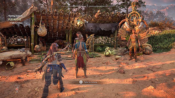 W opisywanej lokacji przebywa łowczyni, która jest handlarką i wystawia na sprzedaż bronie dystansowe - Horizon Forbidden West: Tereny łowieckie: Pieśń Ziemi - opis przejścia prób - Horizon Forbidden West - poradnik do gry