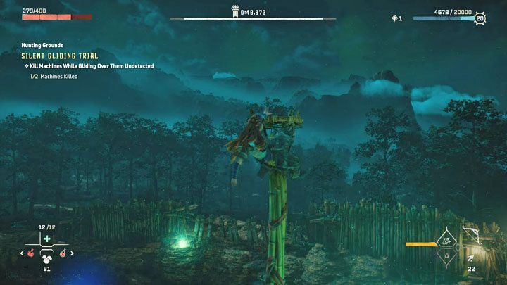 Waszym nowym priorytetem powinno stać się szybkie znalezienie innego wysokiego punktu do rozpoczęcia kolejnego szybowania - Horizon Forbidden West: Tereny łowieckie: Pieśń Ziemi - opis przejścia prób - Horizon Forbidden West - poradnik do gry
