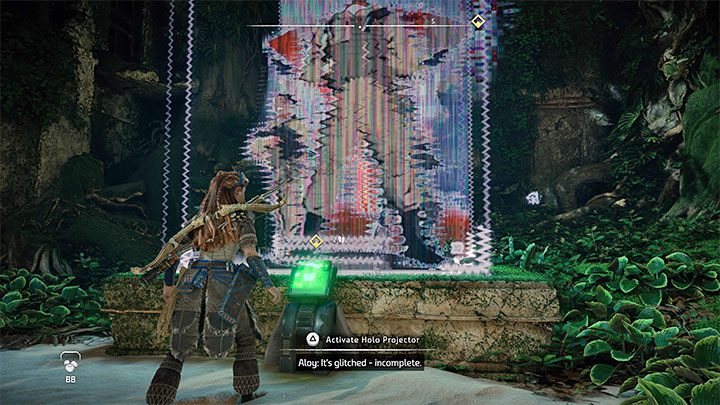 W drodze do sali tronowej możecie opcjonalnie badać wizje - są to po prostu uszkodzone holo-projektory, z którymi można wchodzić w interakcję i odblokowywać powiązane z nimi znajdźki - Horizon Forbidden West: Pęknięte niebo (The Broken Sky) - solucja, opis przejścia - Horizon Forbidden West - poradnik do gry