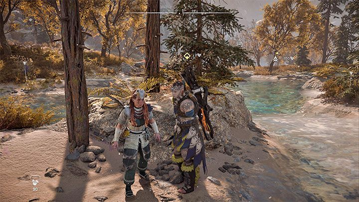 W drodze powrotnej do Bastionu starajcie się nie oddalać zbytnio od Kotallo zajętego przenoszeniem działa - Horizon Forbidden West: Pęknięte niebo (The Broken Sky) - solucja, opis przejścia - Horizon Forbidden West - poradnik do gry