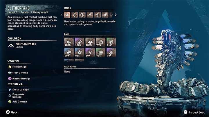 Zanim przystąpicie do starcia z bossem powinniście zeskanować węża i otworzyć w katalogu maszyn wpis na jego temat - Horizon Forbidden West: Ślizgawiec (Slitherfang) - boss, jak pokonać? - Horizon Forbidden West - poradnik do gry