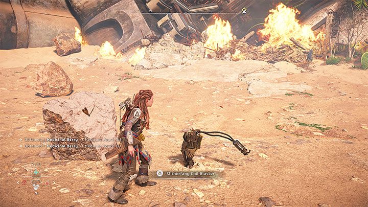 Na terenie areny możecie znaleźć przydatny łup - będą to przede wszystkim jagody do leczenia się i surowce do produkcji strzał - Horizon Forbidden West: Ślizgawiec (Slitherfang) - boss, jak pokonać? - Horizon Forbidden West - poradnik do gry