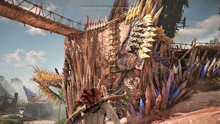 Musicie obejść arenę od prawej strony i wyruszyć na północ w stronę barykady - Horizon Forbidden West: Kulrut (The Kulrut) - solucja, opis przejścia - Horizon Forbidden West - poradnik do gry