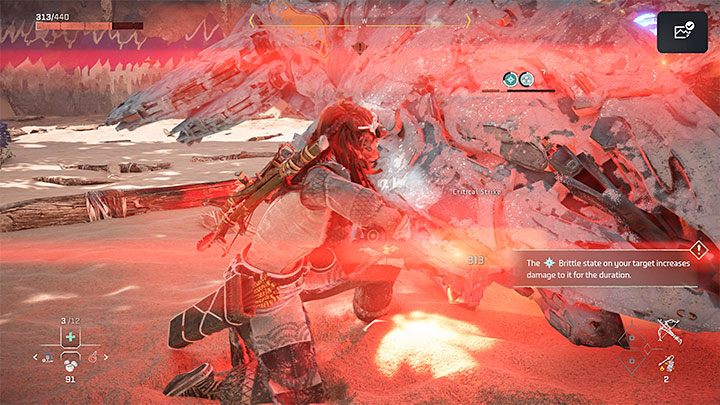 Tak samo jak w przypadku bitwy z prologu osłabianie bossa może docelowo doprowadzić do tego, że ślizgawiec rozbije się o ziemię - Horizon Forbidden West: Kulrut (The Kulrut) - solucja, opis przejścia - Horizon Forbidden West - poradnik do gry