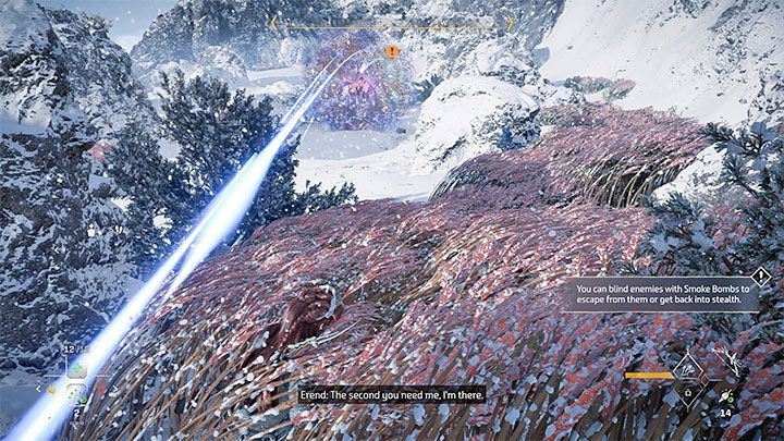 Konfrontacja z drugim Widmem jest utrudniona, bo domyślnie ma ono włączoną wielką tarczę energetyczną - Horizon Forbidden West: Kolebka ech (Cradle of Echoes) - solucja, opis przejścia - Horizon Forbidden West - poradnik do gry