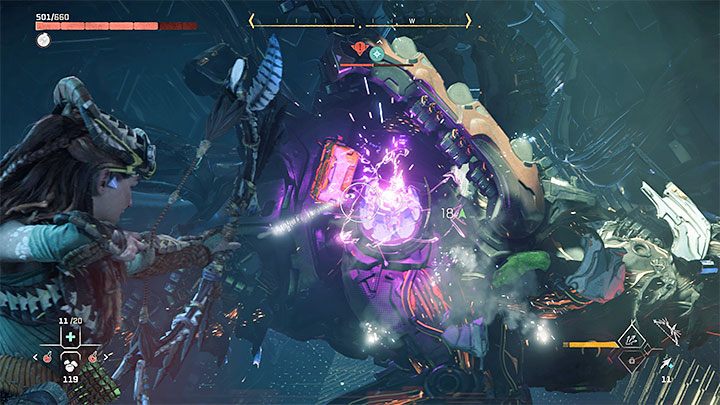 Szczególną uwagę powinniście zwrócić na dwa generatory (Plasma Energizer) zlokalizowane po bokach wrogiej maszyny - Horizon Forbidden West: GEMINI - solucja, opis przejścia - Horizon Forbidden West - poradnik do gry