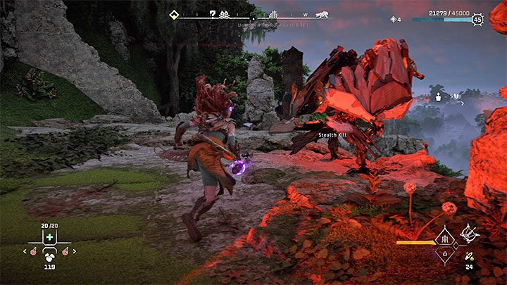 Na nowej skalnej półce spotkacie jastrząbbłyski (Glinthawk) - maszyn tych bardzo łatwo można pozbyć się atakami z zaskoczenia (bezszelestny cios) - Horizon Forbidden West: Zabronione dziedzictwo (Forbidden Legacy) - quest Alvy, solucja, opis przejścia - Horizon Forbidden West - poradnik do gry