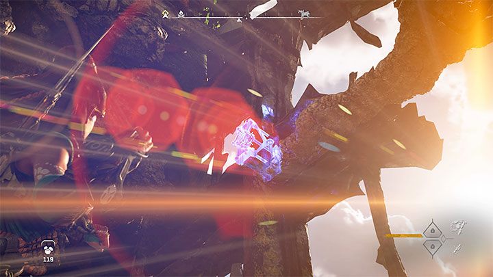 W trakcie dalszej wspinaczki w niektórych miejscach wymagane będzie wciskanie Kółka żeby Aloy mogła wykonywać skoki za siebie - Horizon Forbidden West: Zabronione dziedzictwo (Forbidden Legacy) - quest Alvy, solucja, opis przejścia - Horizon Forbidden West - poradnik do gry