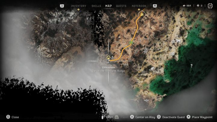 Podążajcie drogą na zachód, aż dotrzecie do grani, o której mówił Lel - Horizon Forbidden West: Płonące Kwiaty (The Burning Blooms) - solucja, opis przejści - Horizon Forbidden West - poradnik do gry