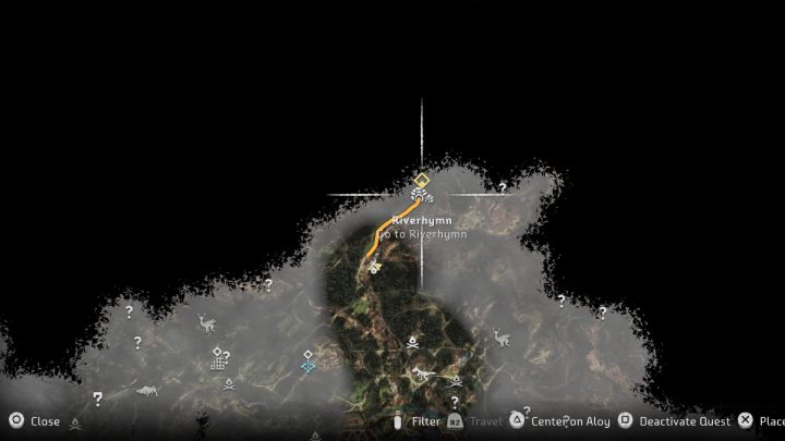 Udajcie się do wioski Pieśń Rzeki, na północ od osady Pieśń Ziemi (Plainsong) - Horizon Forbidden West: Korzenie, które łączą (The Roots That Bind) - solucja, opis przejścia - Horizon Forbidden West - poradnik do gry