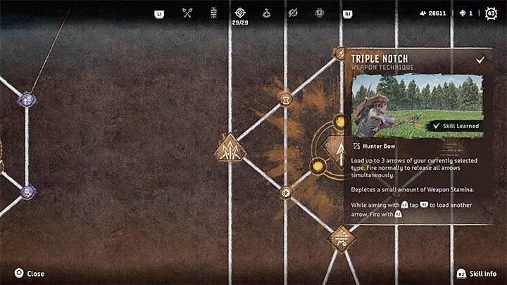 Typ: Technika broni (łuk myśliwski - Hunter Bow) - Horizon Forbidden West: Łowczyni (Hunter) - najlepsze umiejętności - Horizon Forbidden West - poradnik do gry