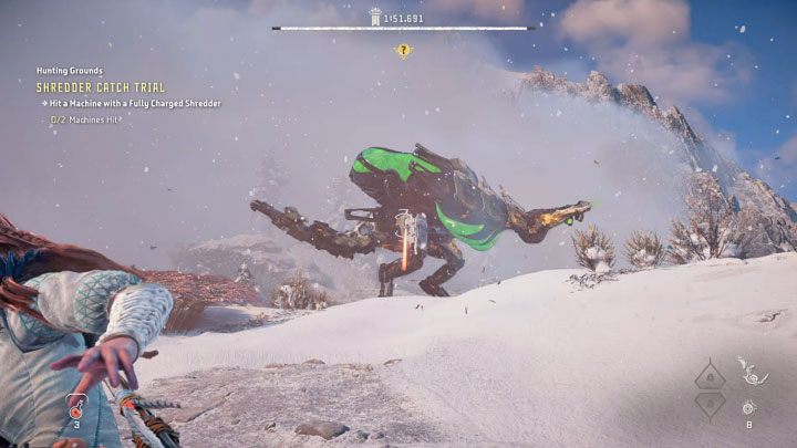 Na potrzeby ukończenia próby wytypujcie dowolną maszynę, np - Horizon Forbidden West: Tereny łowieckie: Góry Urwiste - opis przejścia prób - Horizon Forbidden West - poradnik do gry