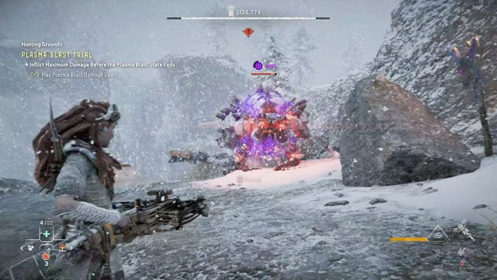 Musicie pośpieszyć się z zapełnieniem paska zanim maszyna eksploduje - Horizon Forbidden West: Tereny łowieckie: Góry Urwiste - opis przejścia prób - Horizon Forbidden West - poradnik do gry