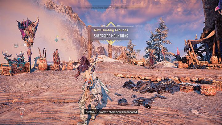 Po dotarciu do każdego terenu łowieckiego możecie spotkać się z jego Opiekunem żeby przeglądać dostępne próby i przystępować do nich - Horizon Forbidden West: Tereny łowieckie (Hunting Grounds) - lista i ogólne informacje - Horizon Forbidden West - poradnik do gry