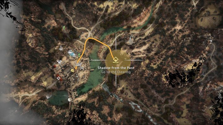 Udajcie się na polanę na wschód od osady, o której wspominał Conover - Horizon Forbidden West: Cień przeszłości (Shadow from the Past) - solucja, opis przejścia - Horizon Forbidden West - poradnik do gry