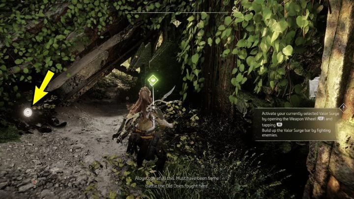 Wejdźcie po drabinie na deski, na których stał Yef i przejdźcie po nich na skałę - Horizon Forbidden West: Cień na zachodzie (Shadow in the West) - solucja, opis przejścia - Horizon Forbidden West - poradnik do gry