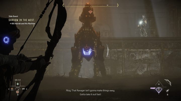 Gdy wejdziecie do komnaty, zostaniecie zaatakowani przez Vezraha i jego maszynę Niszczyciel (Ravager) - Horizon Forbidden West: Cień na zachodzie (Shadow in the West) - solucja, opis przejścia - Horizon Forbidden West - poradnik do gry