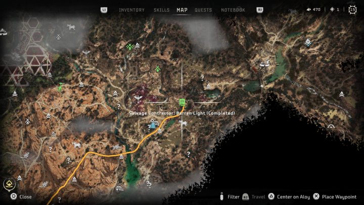 Gdy porozmawiacie z handlarzem złomu o imieniu Keruf w osadzie Samotne Światło, udajcie się do jego obozu na zachód od osady - Horizon Forbidden West: Handlarz złomem Samotne Światło - lista wszystkich kontraktów - Horizon Forbidden West - poradnik do gry