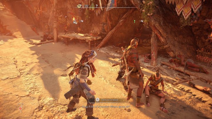 Porozmawiajcie z Drakką w osadzie Strzałodłoń (Arrowhand) - Horizon Forbidden West: Pragnienie łowów (Thirst for the Hunt) - solucja, opis przejścia - Horizon Forbidden West - poradnik do gry