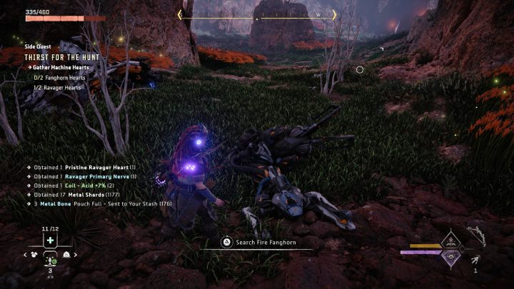 Gdy zabijecie wszystkie maszyny, przeszukajcie ich ciała i zabierzcie serca - Horizon Forbidden West: Pragnienie łowów (Thirst for the Hunt) - solucja, opis przejścia - Horizon Forbidden West - poradnik do gry