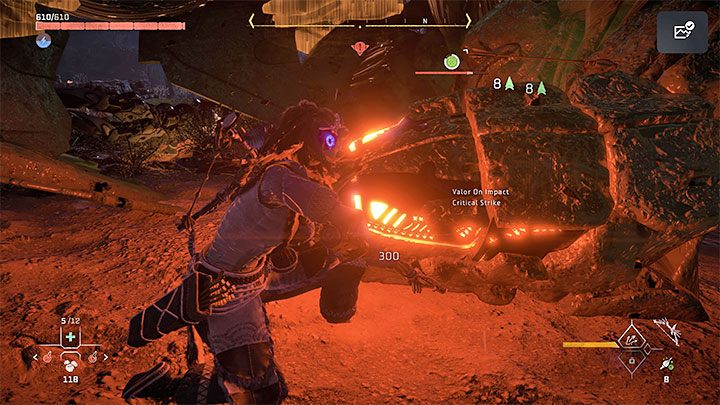 Jeżeli dzięki Waszym staraniom burzoptak zostanie ogłuszony i spadnie na ziemię, to wykorzystujcie koniecznie tę okazję do tego żeby do niego podbiec i zadać mu krytyczny cios (lub nawet kilka) z wykorzystaniem włóczni - Horizon Forbidden West: Druga zwrotka (The Second Verse), quest Zo - solucja, opis przejścia - Horizon Forbidden West - poradnik do gry