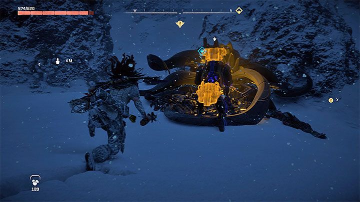 Przy wejściu do podziemnego laboratorium będą kręciły się maszyny i macie wybór - możecie przystąpić do walk z nimi (atak z zaskoczenia jest bardzo wskazany), bądź też ominąć je/odwrócić ich uwagę i przekraść się do wydrążonego tunelu - Horizon Forbidden West: To, co utracono (What Was Lost), quest Kotallo - solucja, opis przejścia - Horizon Forbidden West - poradnik do gry