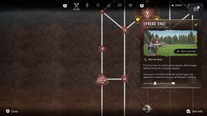 Typ: Technika broni - łuk wojownika - Horizon Forbidden West: Wojowniczka (Warrior) - najlepsze umiejętności - Horizon Forbidden West - poradnik do gry